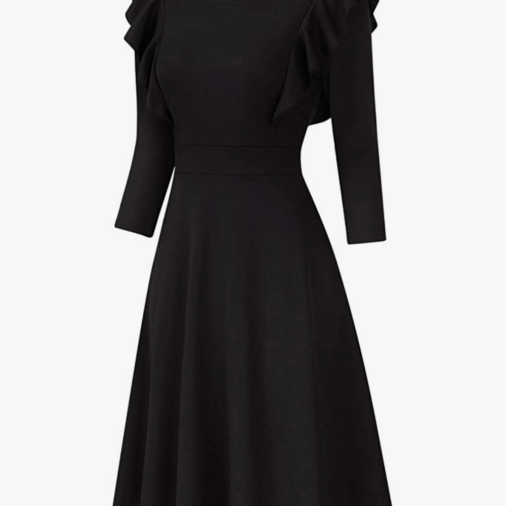 Women's Vintage Ruffle Floral Flared A Line Swing Casual Cocktail Party Dresses